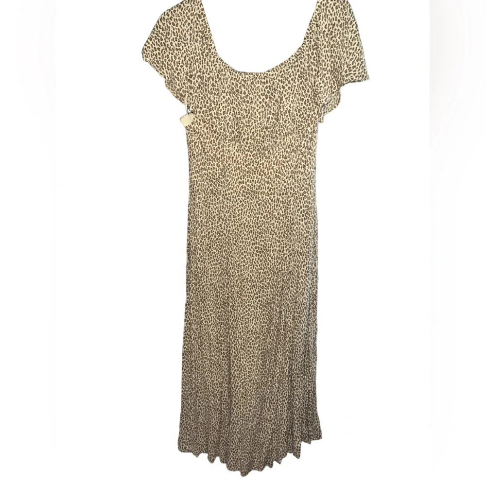 Anthropologie‎ mauve bolano leopard print safari midi button down dress